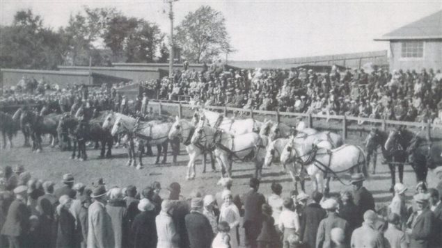 Course de chevaux de la Foire agricole de Hans, Nouvelle Écosse en 1930. 