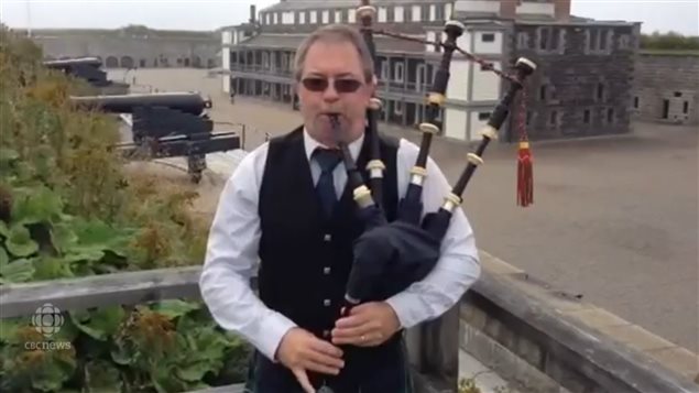 Bruce Gandy has an office at the histori Halifax Citadel in Nova Scotia. He won the top prize at a prestigious international Piping competition in Scotland, only the second time a non-Scot has won the award, and the first time a father and son were competing in the competition.