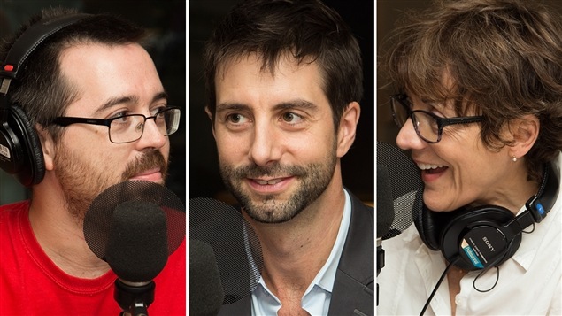 Mathieu Charlebois, blogueur à <i>L'actualité</i>, François Cardinal, chroniqueur à <i>La Presse</i> et Francine Pelletier, journaliste au <i>Devoir</i> Mathieu Charlebois, blogueur à <i>L'actualité</i>, François Cardinal, chroniqueur à <i>La Presse</i> et Francine Pelletier, journaliste au <i>Devoir</i>