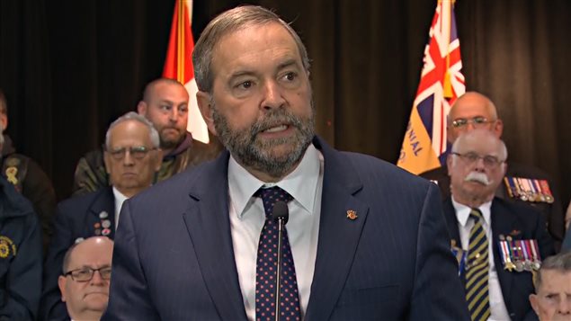 Thomas Mulcair en Dartmouth, Nueva Escocia.