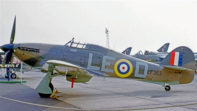 Hawker Hurricane IIC LF363 wearing the LE code of 242 Squadron RAF. During the Battle of Britain, 242 consisted of mainly Canadian pilots, and was commanded by Douglas Bader.