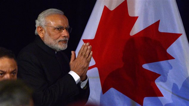 Narendra Modi, Prime Minister of India attends a dinner in Vancouver, British.Columbia, on  April 16, 2015 during a visit that was heralded as a great success