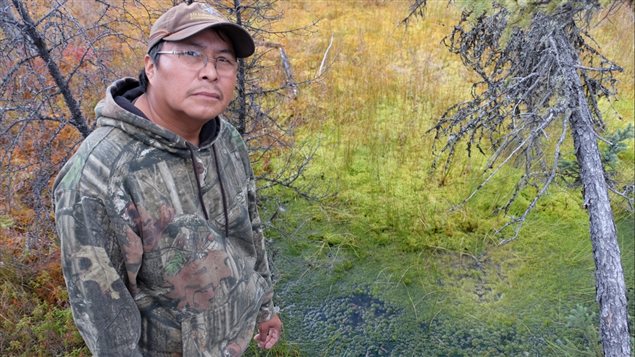 Hunter Jonas Sanguez is already worried by the unprecedented appearance of pools of water at the base of permafrost mounds. ‘If a moose were to go through her, they would probably get stuck.’