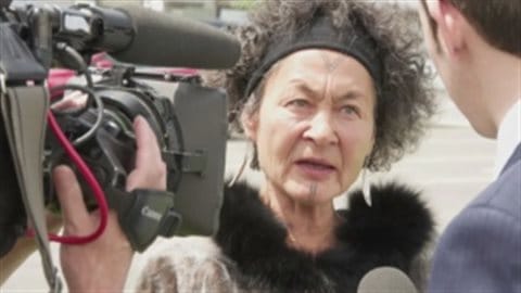 Originally from Greenland, Iqaluit -based lawayer and Inuit activist Aaju Peter, speaks with a reporter outside the European Parliament in France. Peter is part of a Greenland group, Inuit Sila, in France protesting an EU ban on seal products. 