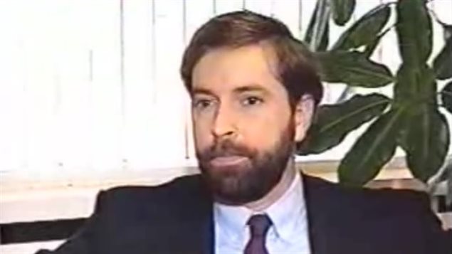 El jefe del NPD, Thomas Mulcair, en 1993, cuando era presidente de la Oficina de Profesiones de Quebec.