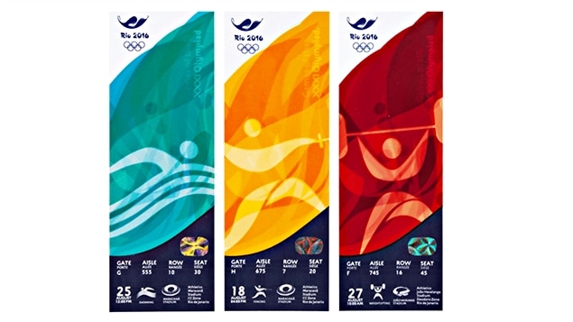Muestra de las entrada vendidas para los Juegos Olímpicos de 2016 en Río.