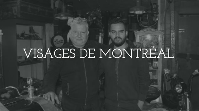 Juan Henriquez Menores et son fils dans son garage à Pointe-Saint-Charles Juan Henriquez Menores et son fils dans son garage à Pointe-Saint-Charles