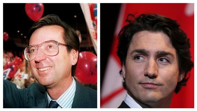 Robert Bourassa et Justin Trudeau, deux chefs politiques séparés par plus ou moins 45 ans d'histoire.