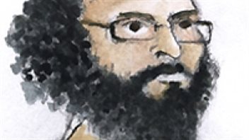 Hiva Alizadehwas was sketched during a court appearance in Ottawa last year. Alizadeh has very dark eyes behind wide semi-rimless glasses. He has a large bushy and dark beard that extends up to the brown turban-type cap he is wearing, a look that conjures up a low-rent Che Guevera.