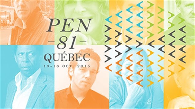 Afiche del Congreso de PEN Internacional en la ciudad de Quebec, Canadá