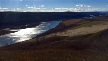 The Peace River valley is visible from rest stop where baby Augustus was born.