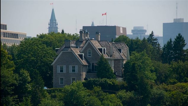 North-east facade, with the Parlimane building's Victory and Peace tower sticking up sharply in the background