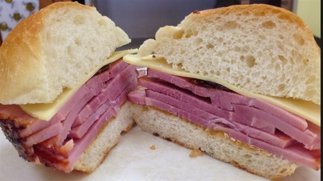 A ham sandwich is a common feature of Canadian lunches.