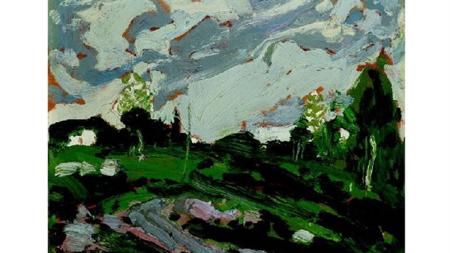 Oil on panel ; Believed to by his last painting before his mysterious death Tom Thompsons' After the Storm" has a vivid landscape under a pale blue troubled sky...still fresh 98 years after it was painted.