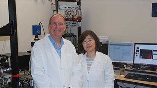 Researchers, Victor Rafuse and Ying Zhang are part of the Dalhousie team that discovered a light-activated pathway to restoring muscle function.