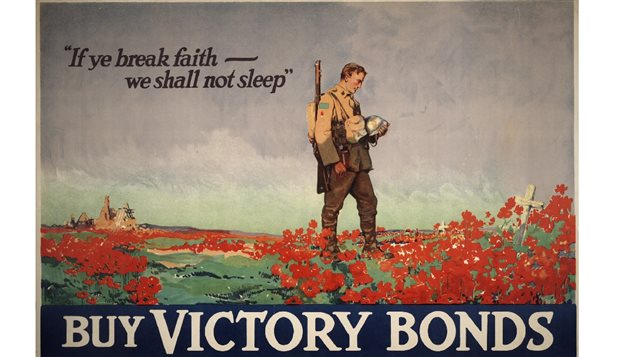 McCrae's extremely popular poem included a call to continue the fight and was even used symbolically by the Canadian government in bond drives, however they conveniently removed the four words