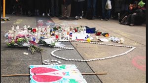 Many people in Quebec City gathered at the French embassy in solidarity with the people of France. 