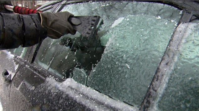 Quebec and Ontario usually get snow in winter. But when temperatures go up, precipitation can fall as freezing rain which must be chipped off cars.