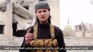 A screengrab from ISIS propaganda video showing John Maguire, a former University of Ottawa student.