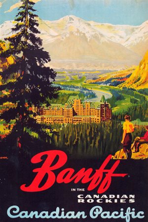 A poster for the CP Banff hotel resort, which was built as a yar-round 