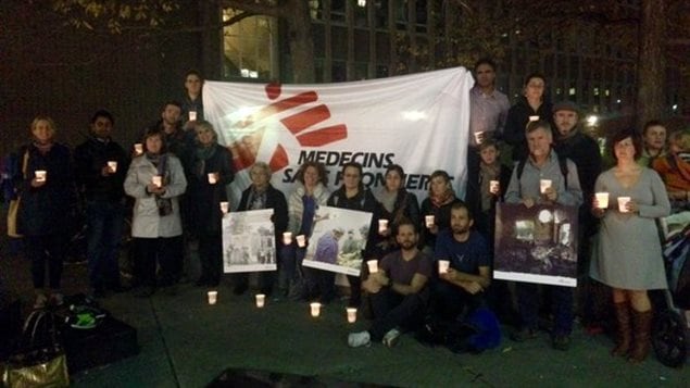 On Nov. 3, 2015 Toronto staff of Médecins Sans Frontières protested the deadly U.S. attack on its hospital in Kunduz, Afghanistan in October.