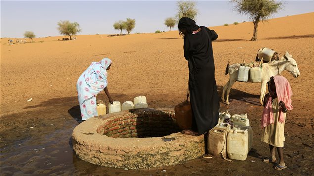  A girl draws water from a well in Mellit town in North Darfur March 24, 2014.