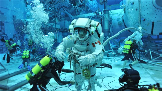  CSA Astronaut David Saint-Jacques during his first spacewalk training at NASA’s Neutral Buoyancy Laboratory (NBL) in Houston, Texas. 