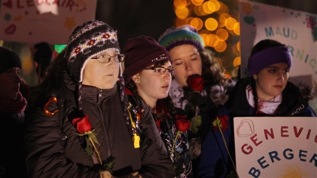 Last year and every year on December 6 there is a gathering in Montreal to remember the 14 female students shot to death at an engineering school.
