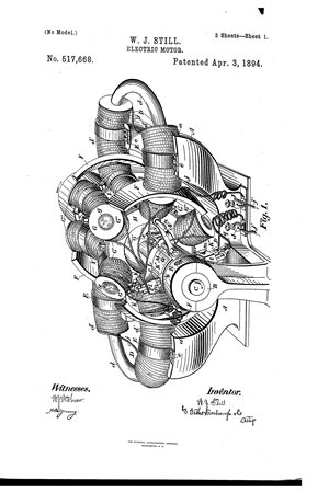 U.S. Patent No. 517,668 submitted in Mar 1893 by WJ Still and drafted by FB Fetherstonaugh