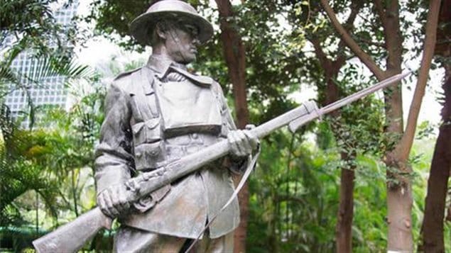 Memorial to Sgt-Maj J.R Osborn, Winnipeg Grenadiers who sacrificed his life to save his men by falling on a grenade during the defence of Hong Kong. He was posthumously awarded the Victoria Cross for his actions.