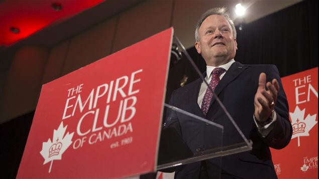 حاكم مصرف كندا المركزي ستيفن بولوتز ملقياً خطابه أمس في منتدى "امباير كلوب" (Empire Club) في تورونتو
