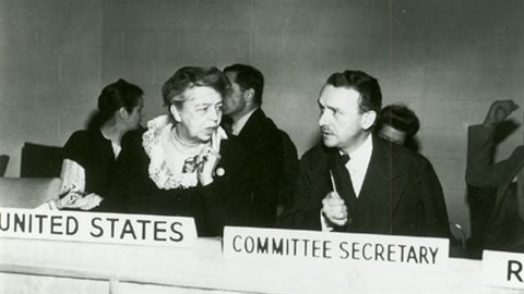 Eleanor Roosvevelt and John P Humphrey circa 1946