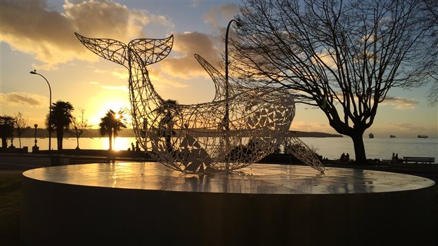 L'épaulard du Festival des lumières de Vancouver au coucher du soleil