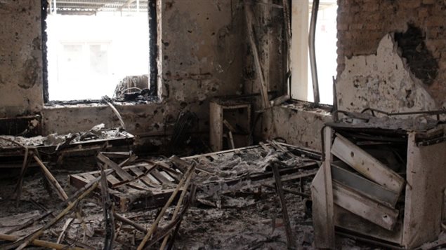 The charred remains of the Doctors Without Borders hospital in Kunduz is seen in this Oct. 16 photo after it was hit by a U.S. airstrike. 