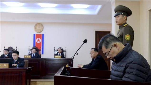  South Korea-born Canadian pastor Hyeon Soo Lim attends his trial at a North Korean court in this undated photo released by North Korea’s Korean Central News Agency (KCNA) in Pyongyang December 16, 2015. North Korea’s highest court has sentenced the South Korea-born Canadian pastor to hard labor for life for subversion, China’s official news agency Xinhua reported on Wednesday. Hyeon has been held by North Korea since February. 