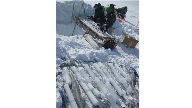 Laying out the ice cores for analysis