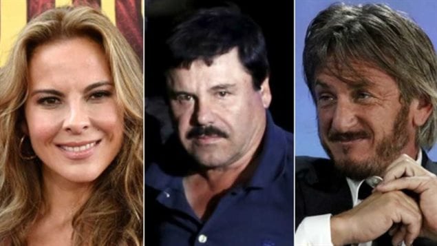 De izquierda a derecha: Kate del Castillo, Joaquín « El Chapo » Guzman et Sean Penn