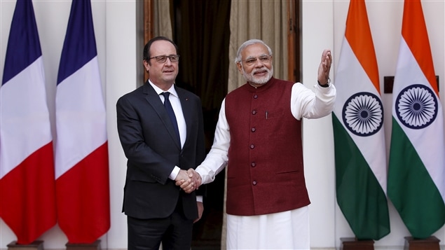 El presidente francés françois Hollande y el primer ministro de India, Narendra Modi.
