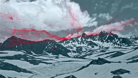A Greenpeace animation represents particles containing PFCs scattering through the air.