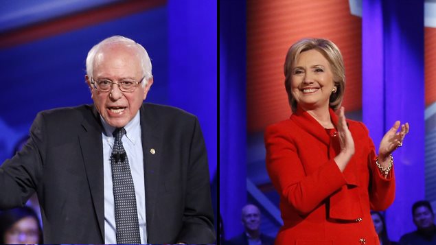 Los candidatos a la nominación demócrata Bernie Sanders y Hillary Clinton.
