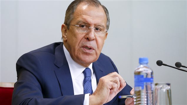 El ministro ruso de Relaciones Exteriores Sergueï Lavrov en conferencia de prensa. 
