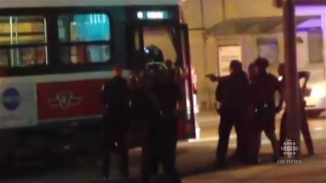 Const. James Forcillo’s gun visible on a citizen’s mobile phone video shortly avter shots fired at close range, killing Sammy Yatim