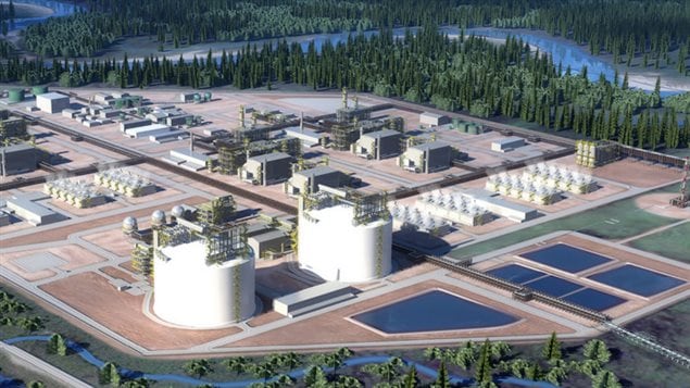 Une représentation du projet de gaz naturel liquéfié LNG Canada à Kitimat en Colombie-Britannique.