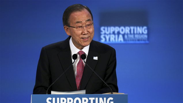  UN Secretary General Ban Ki-Moon speaks at the donors Conference for Syria in London, Britain February 4, 2016.