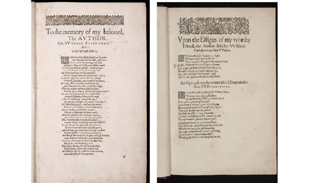 Examples of the works inside the First Folio, almost 400 years old, and the only copy in Canada