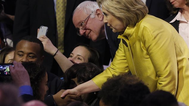 Bernie Sanders y Hillary Clinton en Wisconsin.