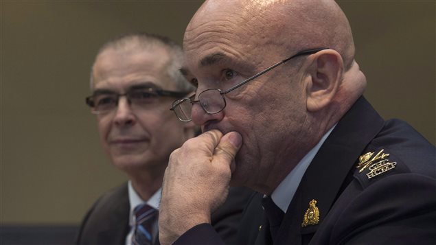 Michel Coulombe (SCRS) et Bob Paulson (GRC) ante el Comité de la Cámara de los Comunes.