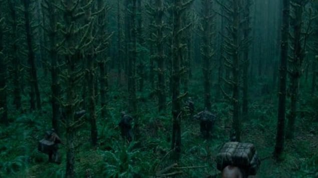 The bear attack scene was filmed in the Derringer Forest in British Columbia