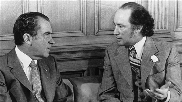 El presidente Richard Nixon y el primer ministro Pierre Elliott Trudeau, Ottawa, 1972.
