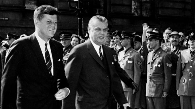 John F. Kennedy y John Diefenbaker, Ottawa, 1961.